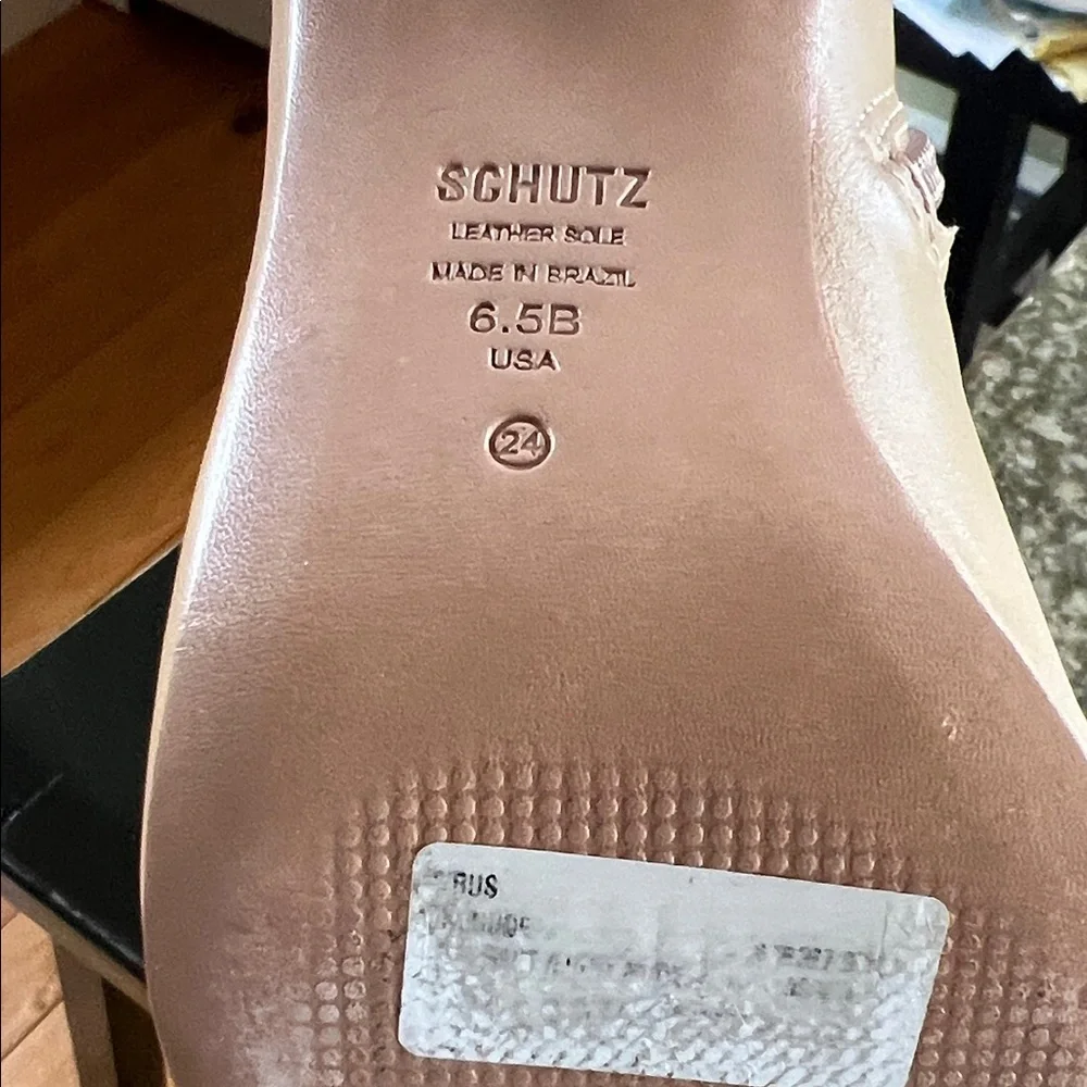 Schultz Elegant Tan Ankle Boots with Rhinestone Heels - Picture 3 of 3